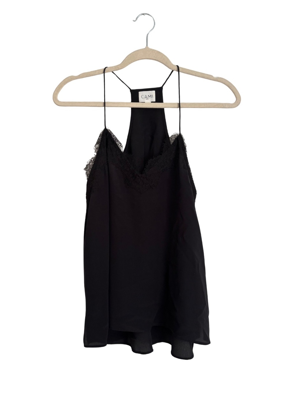 Cami NYC Black Silk Lace-Trim Camisole